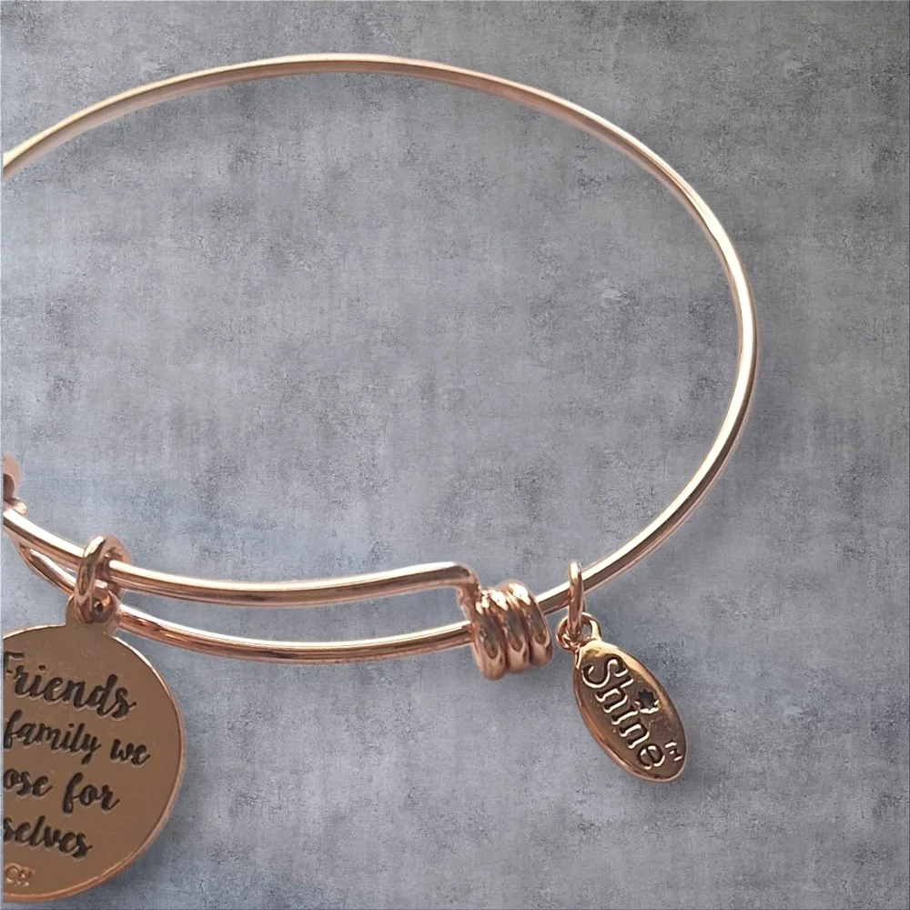 Unwritten Rose Gold Bangle Bracelet with Charms